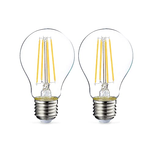 Amazon Basics Leuchtmittel Edison Sockel E27 7 W entspricht 60 W Glühbirne nicht dimmbar klares Filament 2 Stück