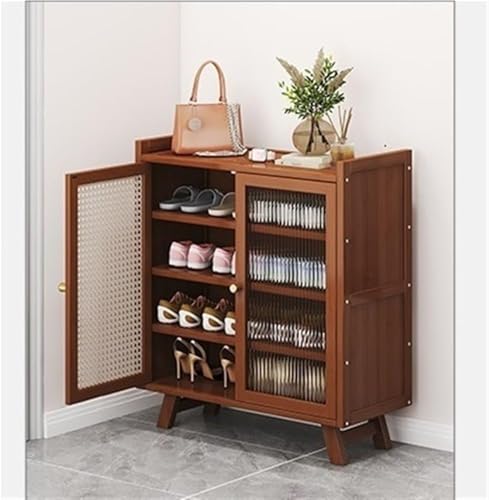 Brauner Holz-Schuhschrank für den Eingangsbereich freistehende Schuhaufbewahrung für Schlafzimmer Wohnzimmer Flur verstecktes Schuhregal mit großer Kapazität 66 x 32 x 110 cm