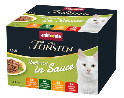 animonda Vom Feinsten Adult Katzenfutter Raffinesse Nassfutter in Sauce für ausgewachsene Katzen 24 x 85 g Mixpack