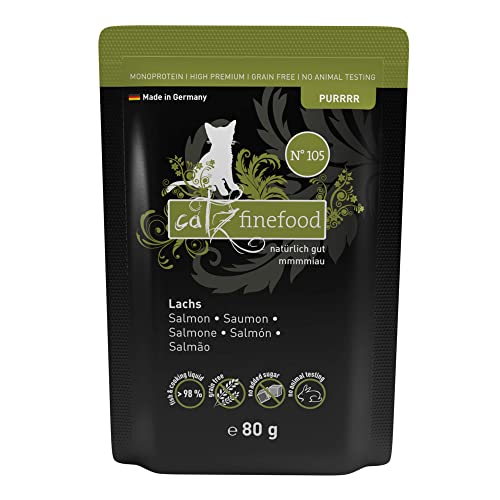 catz finefood Purrrr Lachs Monoprotein Katzenfutter nass N 105 für ernährungssensible Katzen 16 x 80 g