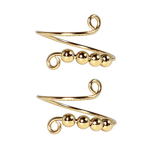  Ring Meditationsringe Single Coil Spiral Perlen drehen sich frei einstellbare Zappel sensorische einstellbare Häkelschleife Zappel Ring für Erwachsene Gold 2pcs