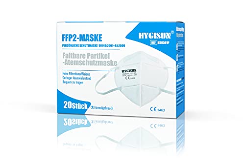 Hygisun FFP2 Maske ohne Ventil 20iger Packung CE1463 Weiß