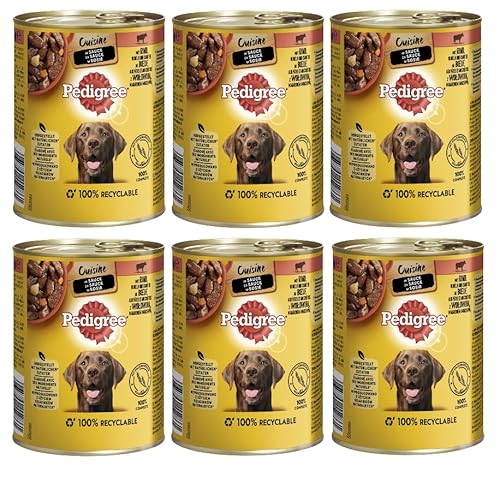 Pedigree 6 Dosen - Verschiedene Geschmacksrichtungen Hundefutter Nassfutter Dosenfutter 6x800g Cuisine - Rind Nudeln Karotten