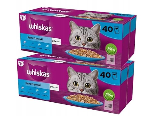 Whiskas Nassfutter für ausgewachsene Katzen Fisch-Auswahl in Gelee 80 Beutel 85 g 6 8 kg