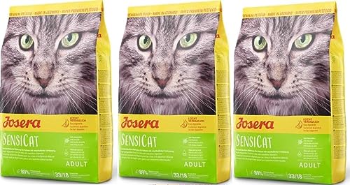 JOSERA SensiCat 3 x 400 g Katzenfutter mit extra verträglicher Rezeptur Super Premium Trockenfutter für ausgewachsene und empfindliche Katzen 3er Pack