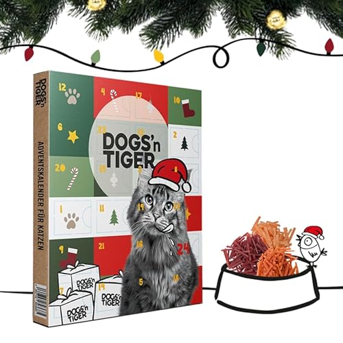 Adventskalender für von Dogs n Tiger Natürliche hochwertige Snacks aus 85% Fleisch hinter jedem Türchen ohne Zucker Getreide für alle