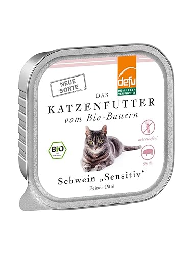 defu Katzenfutter 16x 100g Schwein Sensitiv Getreidefreies Premium Nassfutter Menü Alleinfuttermittel für Katzen