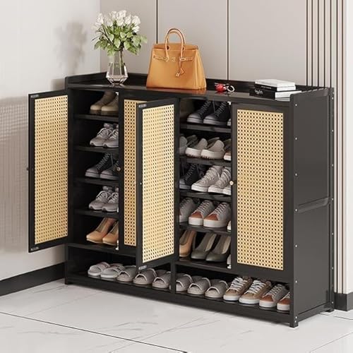 Großer Bambus-Schuhschrank mit verstellbarem oder abnehmbarem verstecktem Schuhregal freistehender Schuh-Organizer für den Eingangsbereich 120 x 32 x 94 cm