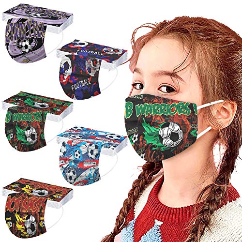 Jimmackey 50 Stück Kinder Mundschutz Einweg 3-lagig Atmungsaktiv Face Cover Kinder Accessory Schutz Outdoor Anti-Staub Bandana Loop A6