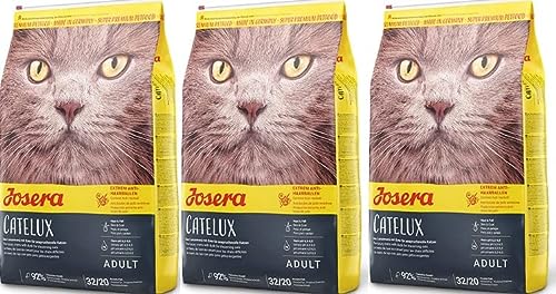 JOSERA Catelux 3 x 400 g Mit schmackhaftem Entenprotein Kartoffel für anspruchsvolle Katzen Super Premium Trockenfutter für ausgewachsene Katzen 3er Pack