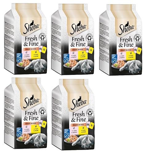 SHEBA Portionsbeutel Multipack Fresh Fine in Sauce - Katzenfutter Nassfutter 5x6x 50g Lachs Huhn