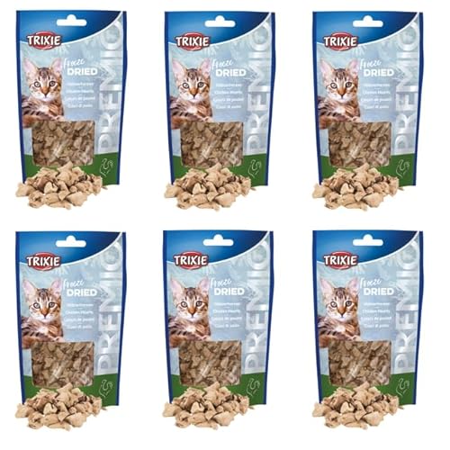 Trixie Premio Freeze Dried Hühnerherzen 6er Pack 6 x 25 g Monoprotein-Snack für Katzen 100% Hühnerherzen Gefriergetrocknet geschmacksintensiv und proteinreich