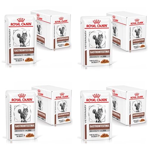 Royal Canin Veterinary Gatrointestinal Moderate Calorie 4er Pack 4 x 12 x 85 g Diät-Alleinfuttermittel für Katzen Zur Linderung akuter Resorptionssto rungen des Darms