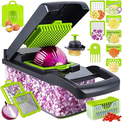 16 In 1 Gemüseschneider Gemüse Schneider Würfelschneider mit 7 Austauschbare Klingen Vegetable Chopper für Hobeln Von Obst Gemüse Karotte Kartoffel Knoblauch