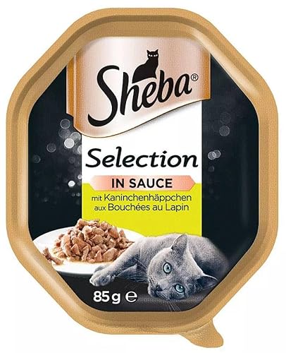 Sheba Selection Nassfutter für ausgewachsene Katzen mit Kaninchenhäppchen in Soße 11 x 85 g