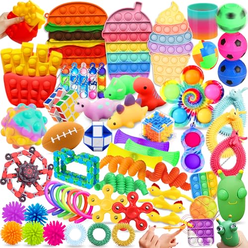 Paochocky Fidget Toys Set-59PCS Anti Stress Toys Angst Relief Finger Toys Stress-Angst Relief Spielzeug für Kinder und Erwachsene Anti Stress Spielzeug Set für Kinder Geburtstagsfeier