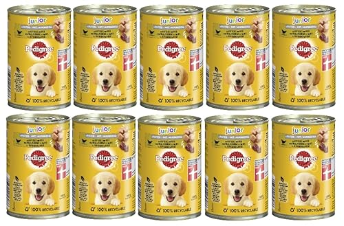 PEDIGREE Dose 400g - Verschiedene Sorten 10x400g Geflügel und Reis in Pastete - Junior