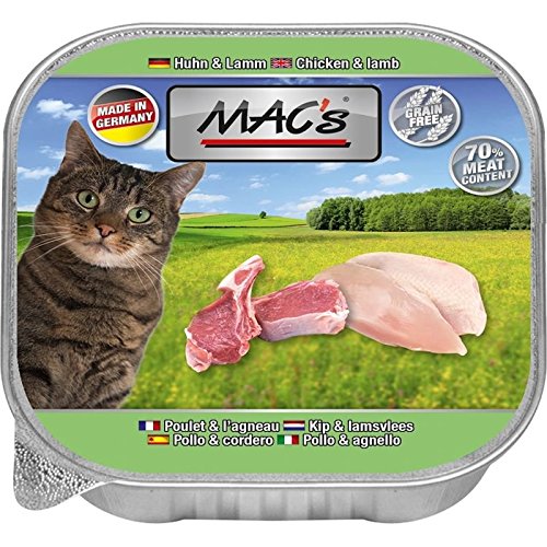 MACs Cat Feinschmecker 85g Huhn Lamm Katzenfutter Schale Größe 16 x 85g