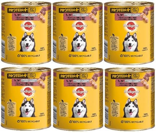 Pedigree 6 Dosen - Verschiedene Geschmacksrichtungen Hundefutter Nassfutter Dosenfutter 6x800g Wild Geflügel