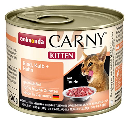 Animonda Katzenfutter Carny Kitten Rind Kalb Plus Huhn natürlich getreidefrei und ohne Zucker 12er Pack 12 x 200 g