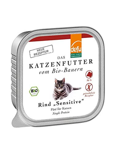 defu 16x 100g Pate Rind Sensitive Premium Alleinfuttermittel nass für Katzen