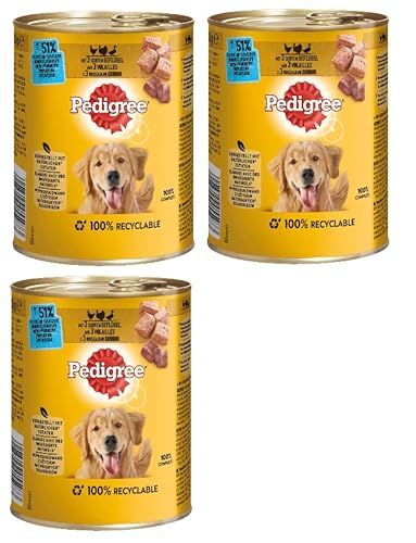 PEDIGREE Dose 3 Sorten - Verschiedene Geschmacksrichtungen 3x800g 3 Sorten Geflügel in Pastete