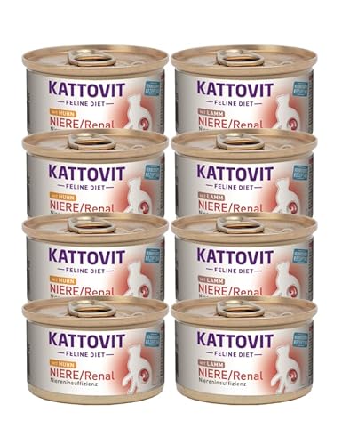 Kattovit Feline Diet Niere Renal Lamm Huhn 8X 85g - einzeln oder im Bundle für Katzen - zur Unterstützung der Nierenfunktion bei chronischer Niereninsuffizienz 85g Bundle