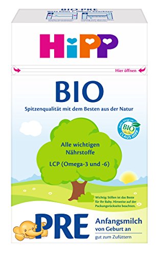 HiPP Milchnahrung Pre Bio, Anfangsmilch von Geburt an, 4er Pack (4 x 600 g)